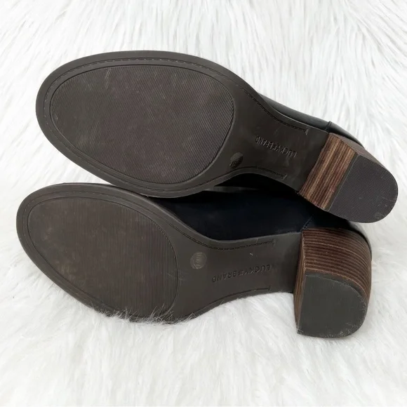 SOLD-Lucky Brand Black Leather Peep Toe Heel Shootie Ankle Boot Pumps - Picture 9 of 11